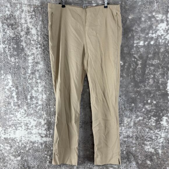 J Jill Size 16 Tall Stretch Cotton Blend Flat Front Pants Beige Zipper Pull On - Picture 1 of 12